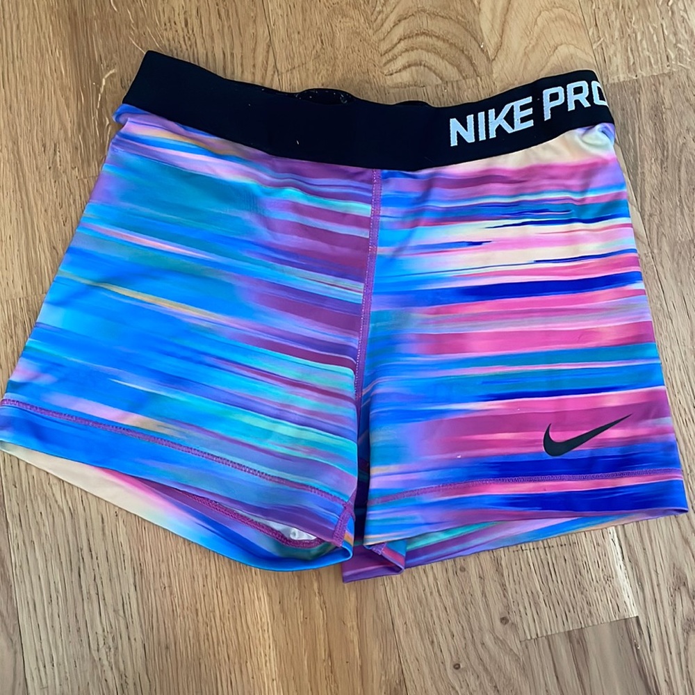 Multicolor Nike pro spandex shorts